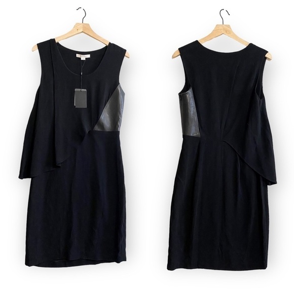 NWT Alexander Wang Black Sheath Dress with Leather Inset, Size 10 - Picture 15 of 15